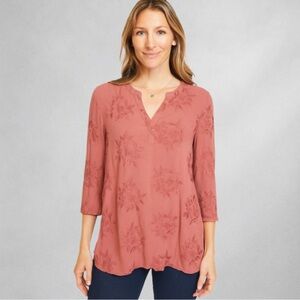 Maeve Anthropologie Womens Blouse M Dust Pink Embroidered Rayon Boho 1751
